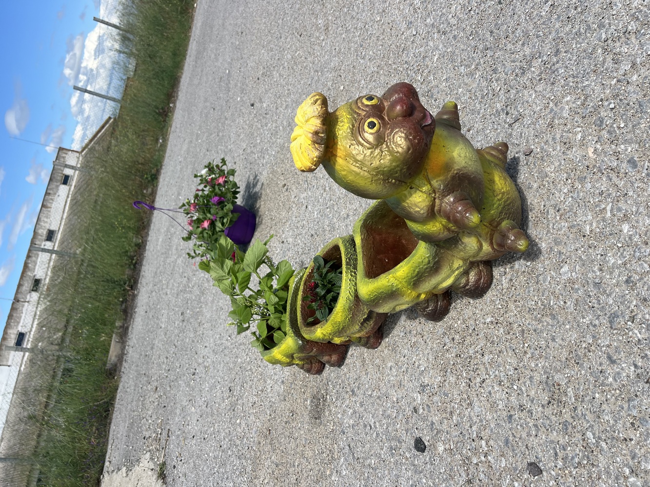 Гъсеница - тройна саксия кафява